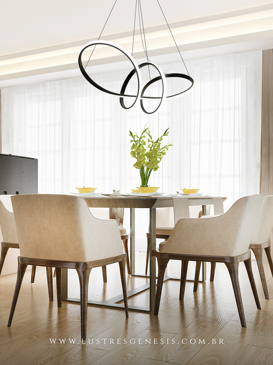 Lustre Pendente Moderno Potenza Preto com design elegante para sala de jantar, quartos e sala de estar. Comprar Lustres Online é na Lustres Gênesis. Luminárias decorativas para seu Lar. Melhor qualidade do Mercado